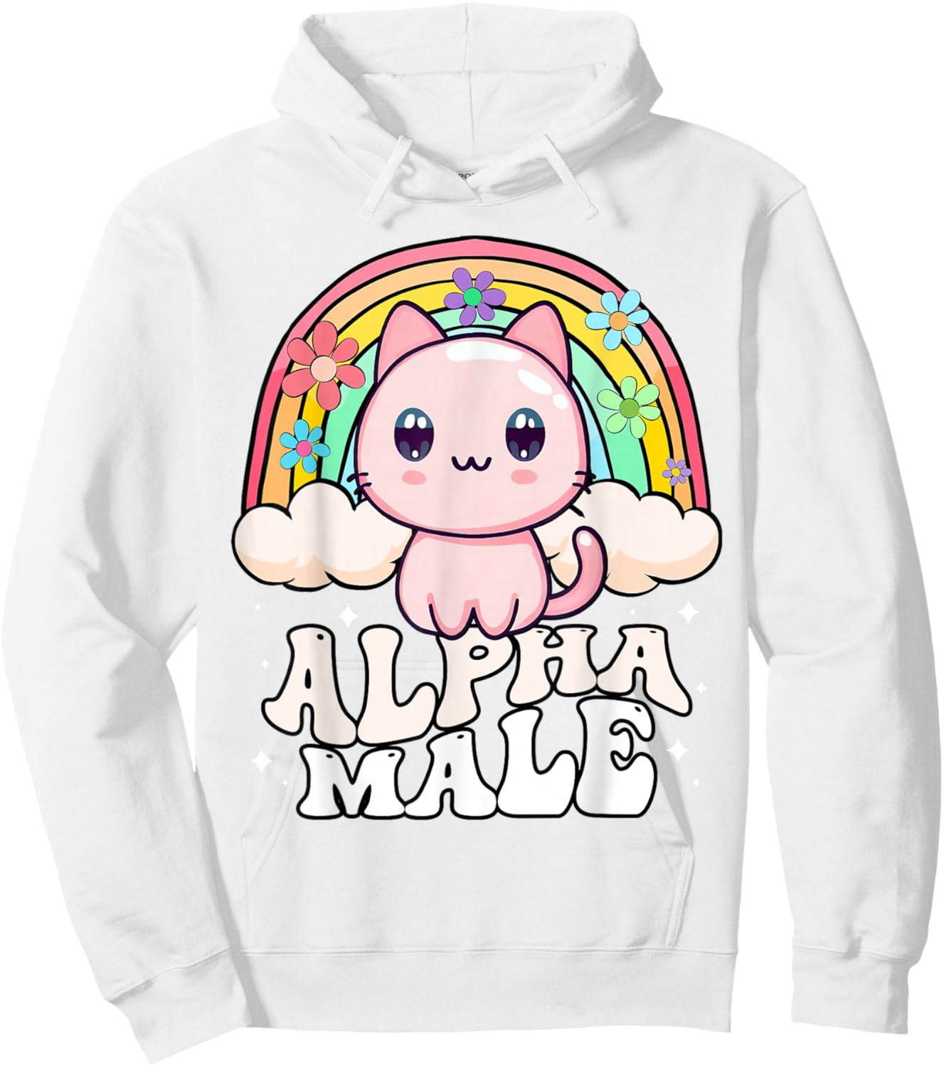Alpha Male Cat Kitten Rainbow Hoodie - Hoodie | White