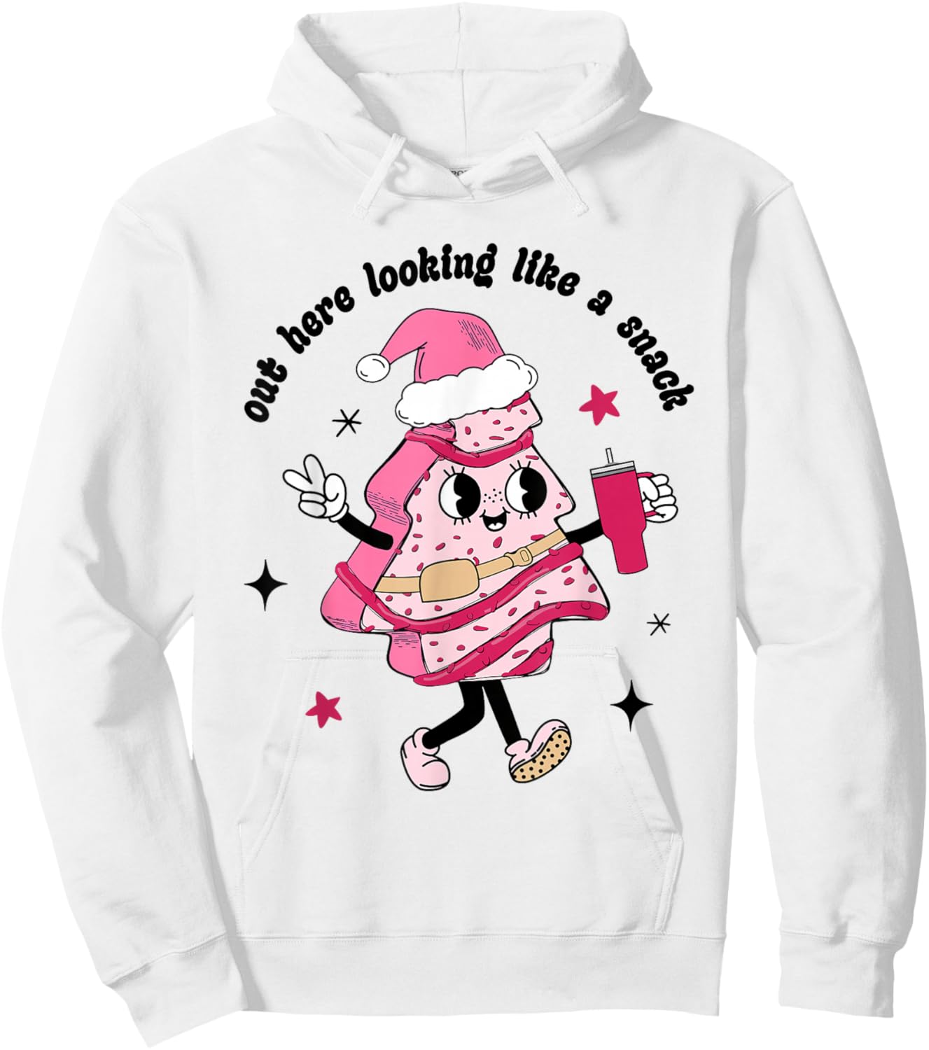 Funny Out Here Lookin Like A Snack Pink Style Xmas Tree Cake Hoodie - Hoodie | White