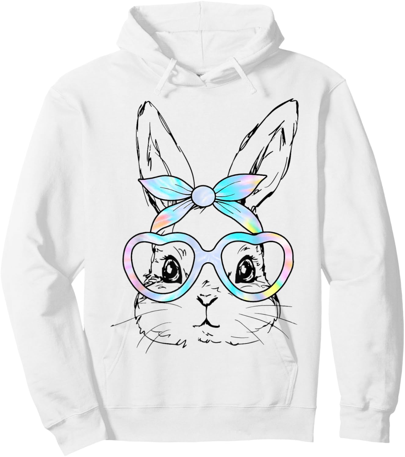 Cute Bunny Rabbit Face Tie Dye Glasses Girl Happy Easter Day Hoodie - Hoodie | White