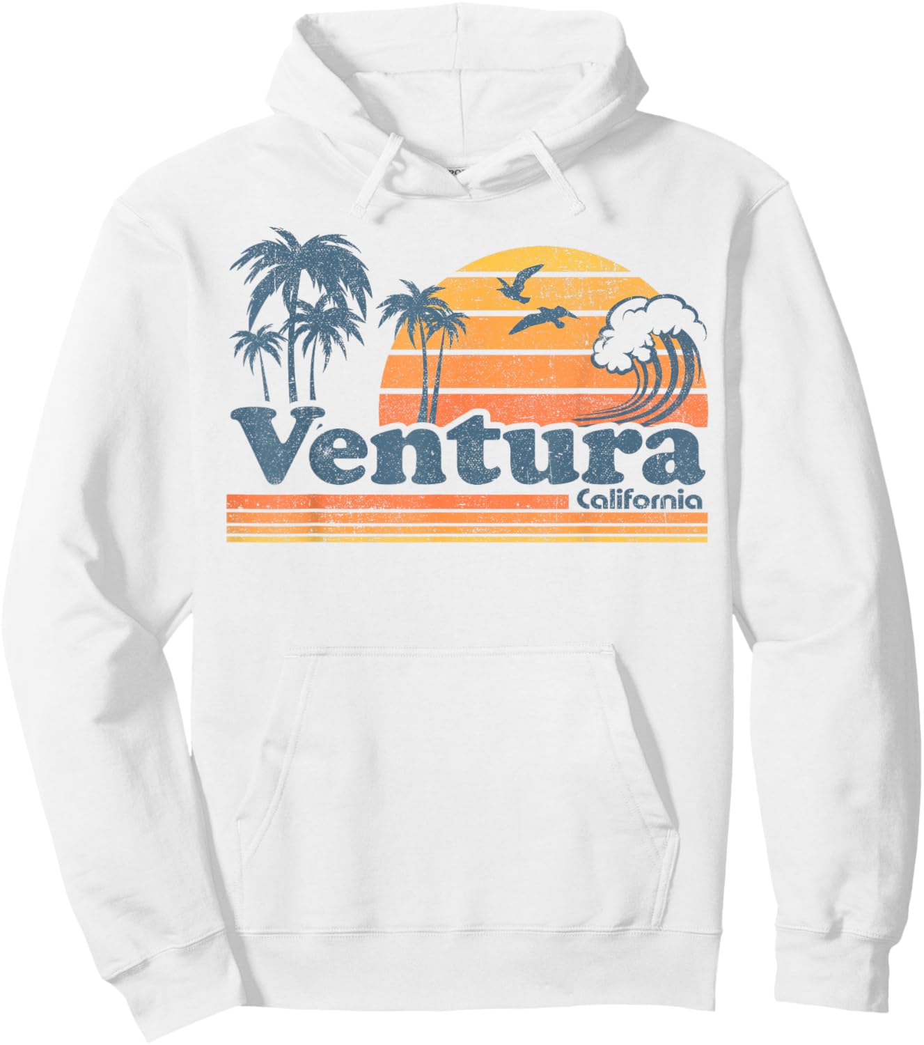Ventura California Beach Vacation Cute Vintage Cali Retro Hoodie - Hoodie | White