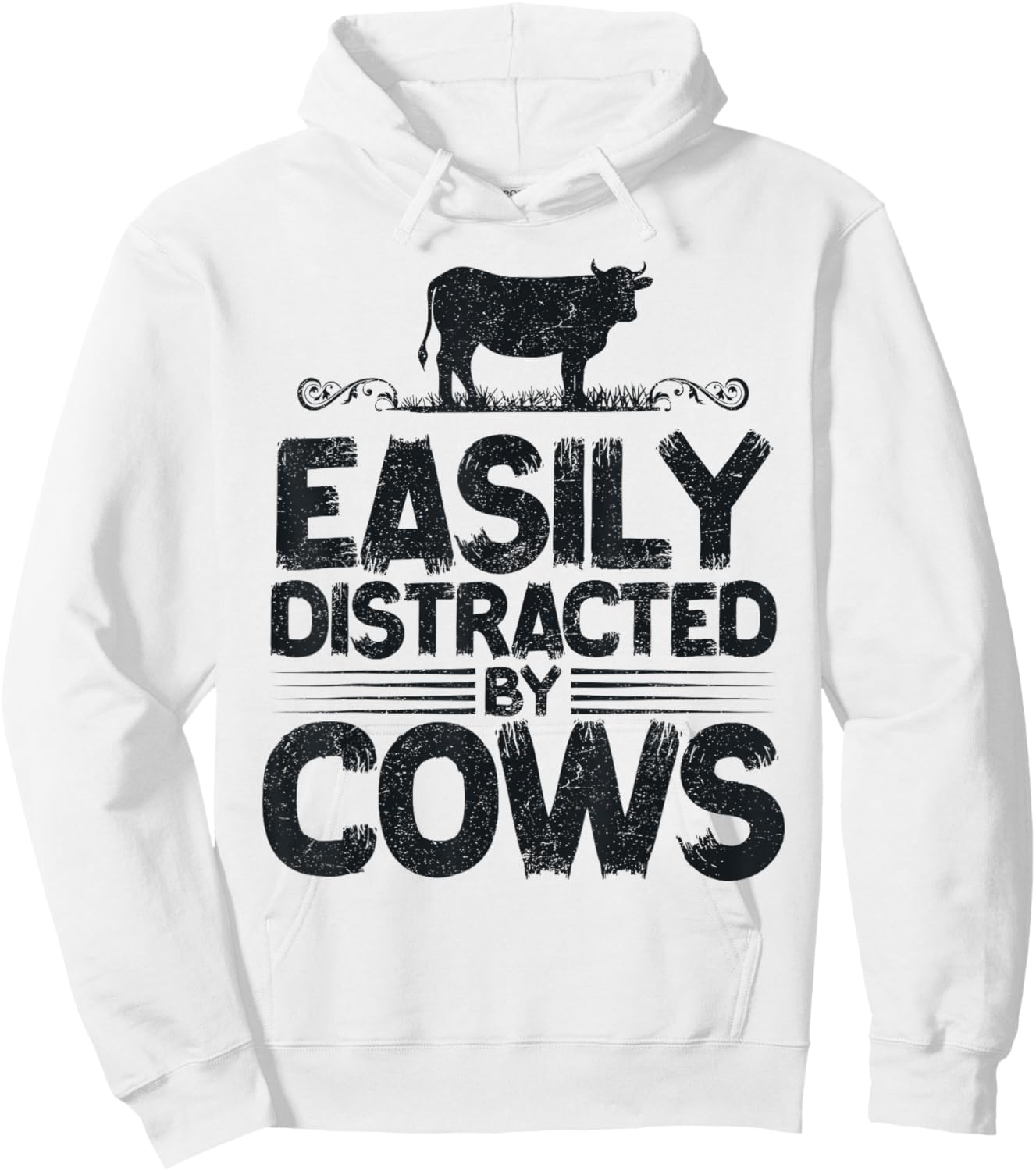 Easily Distracted By Cows Funny Saying for Farmer Cow Lovers Hoodie - Hoodie | White