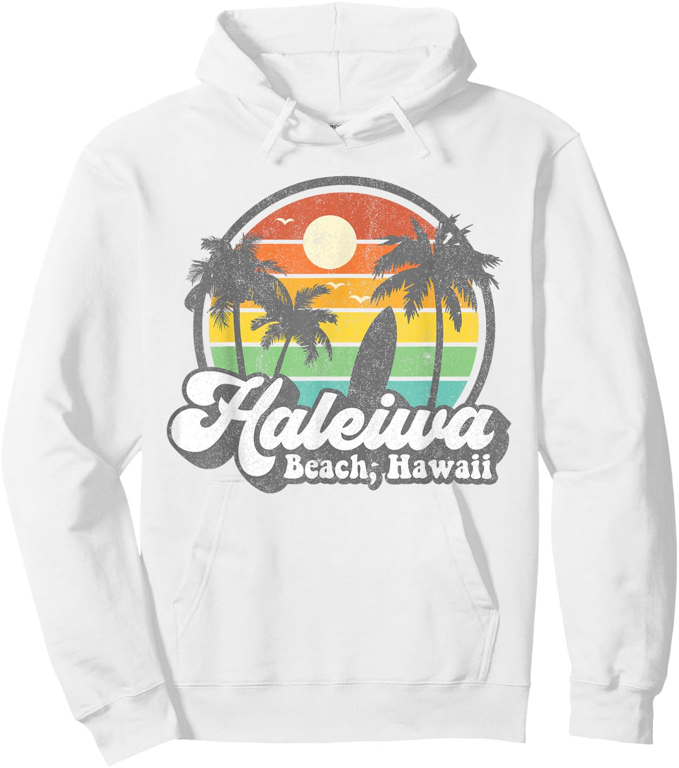 Vintage Haleiwa Beach Hawaii Surf Hawaiian Surfing 70's Gift Hoodie - Hoodie | White