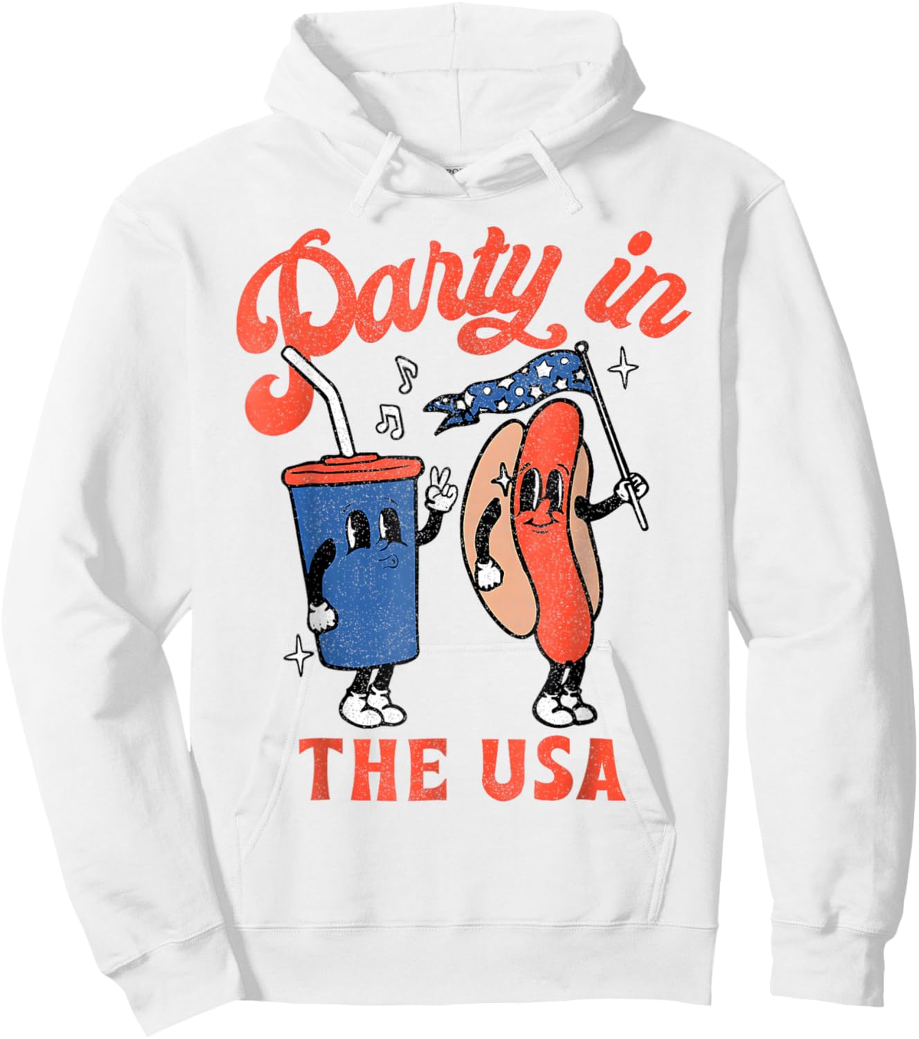 Party In The USA 4th of July Cute Soda And Hotdog Patriotic Hoodie - Hoodie | White