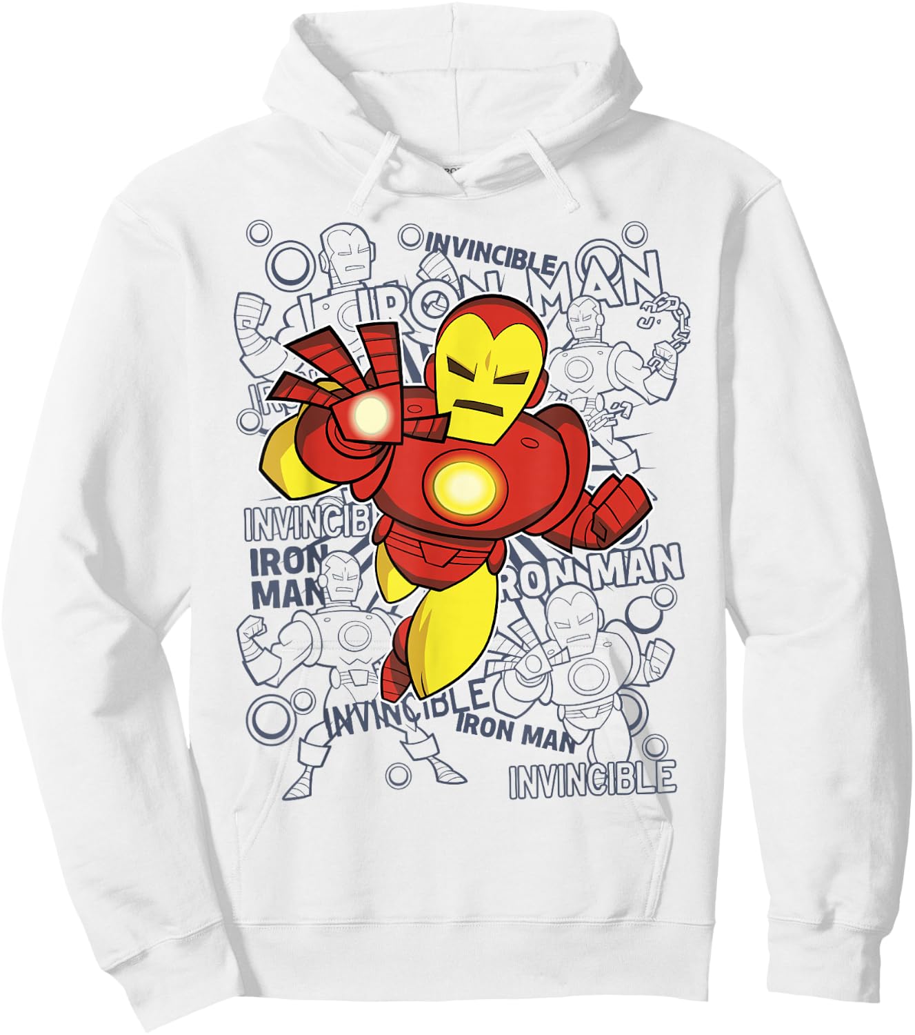 Marvel Iron Man Retro Portrait Sketch Background Hoodie - Hoodie | White