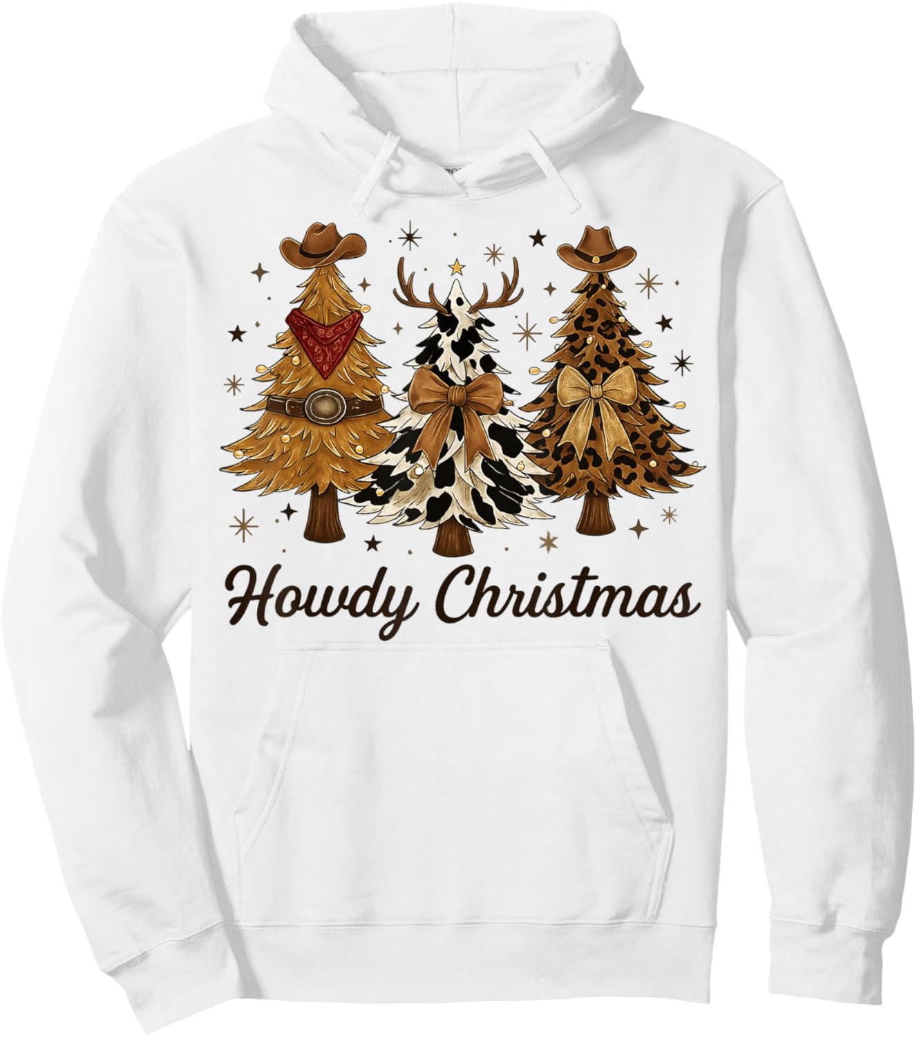 Howdy Christmas Tree Cowboy Hat Funny Western Country Xmas Hoodie - Hoodie | White
