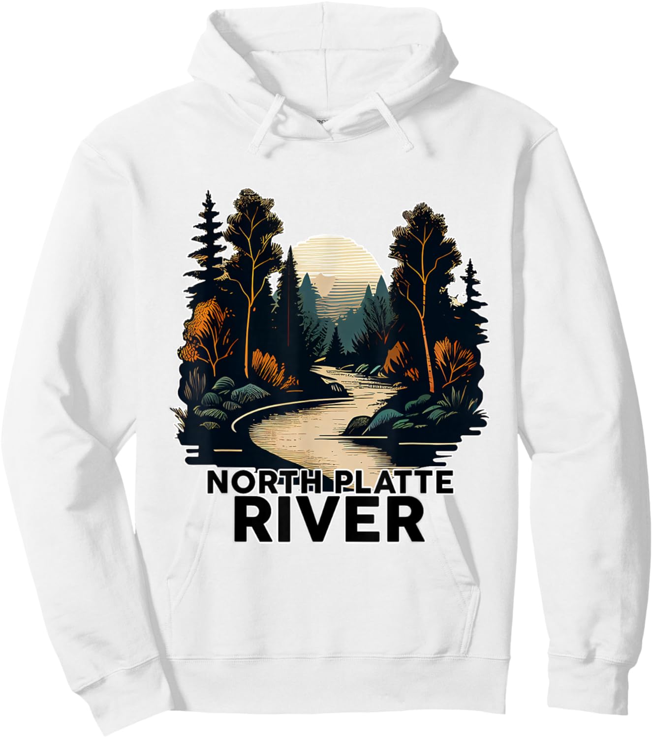 North Platte River Retro River North Platte Hoodie - Hoodie | White