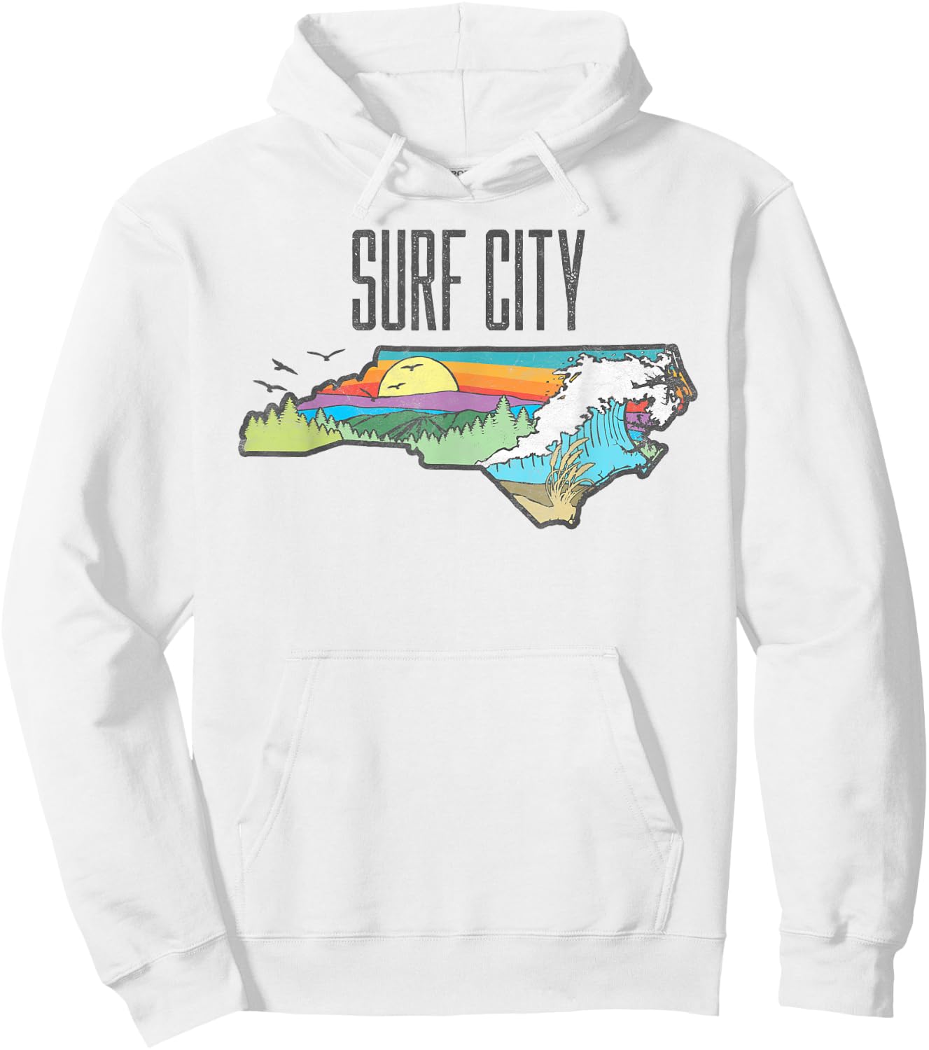 Surf City State of North Carolina Outdoors Graphic Hoodie - Hoodie | White