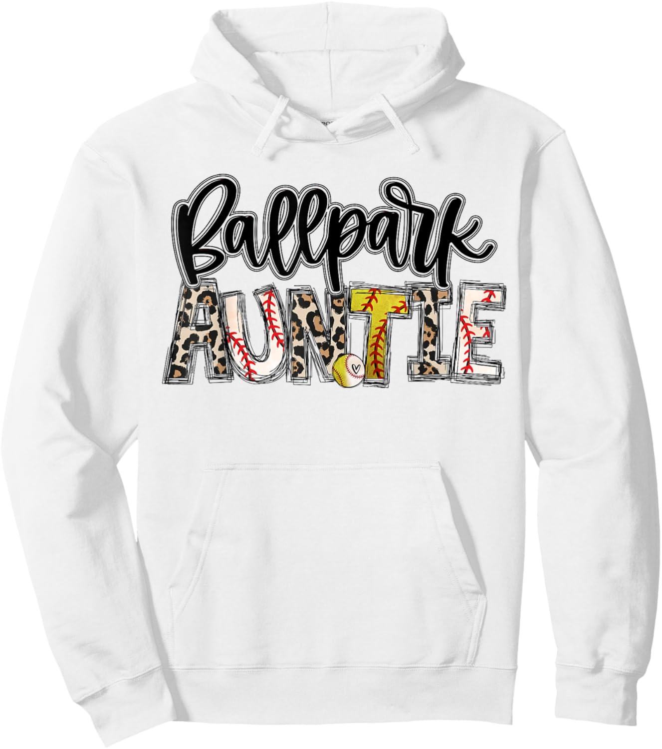 BallPark Auntie Softball Baseball Aunt Baller Mother's Day Hoodie - Hoodie | White