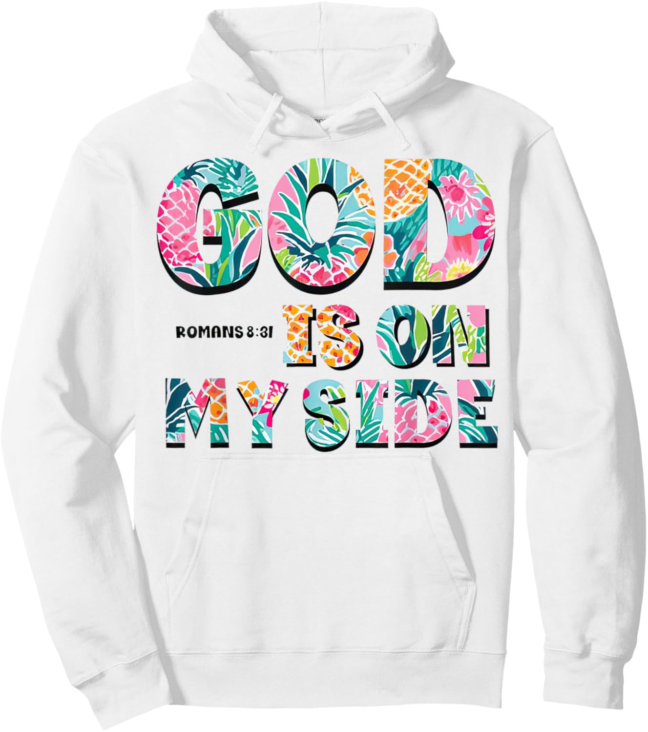 God is on my side Tropical Christian Message Hoodie - Hoodie | White