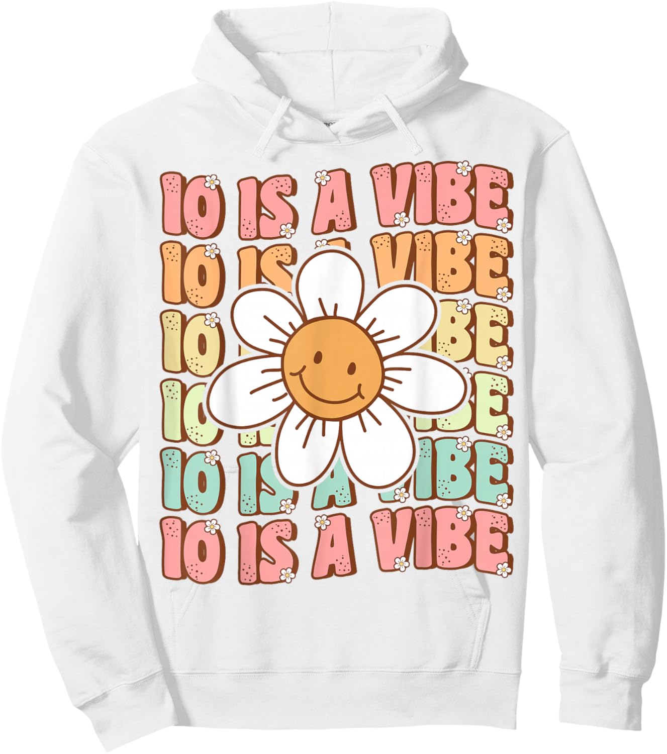 Ten is A Vibe Cute Groovy 10th Birthday Party Daisy Flower Hoodie - Hoodie | White