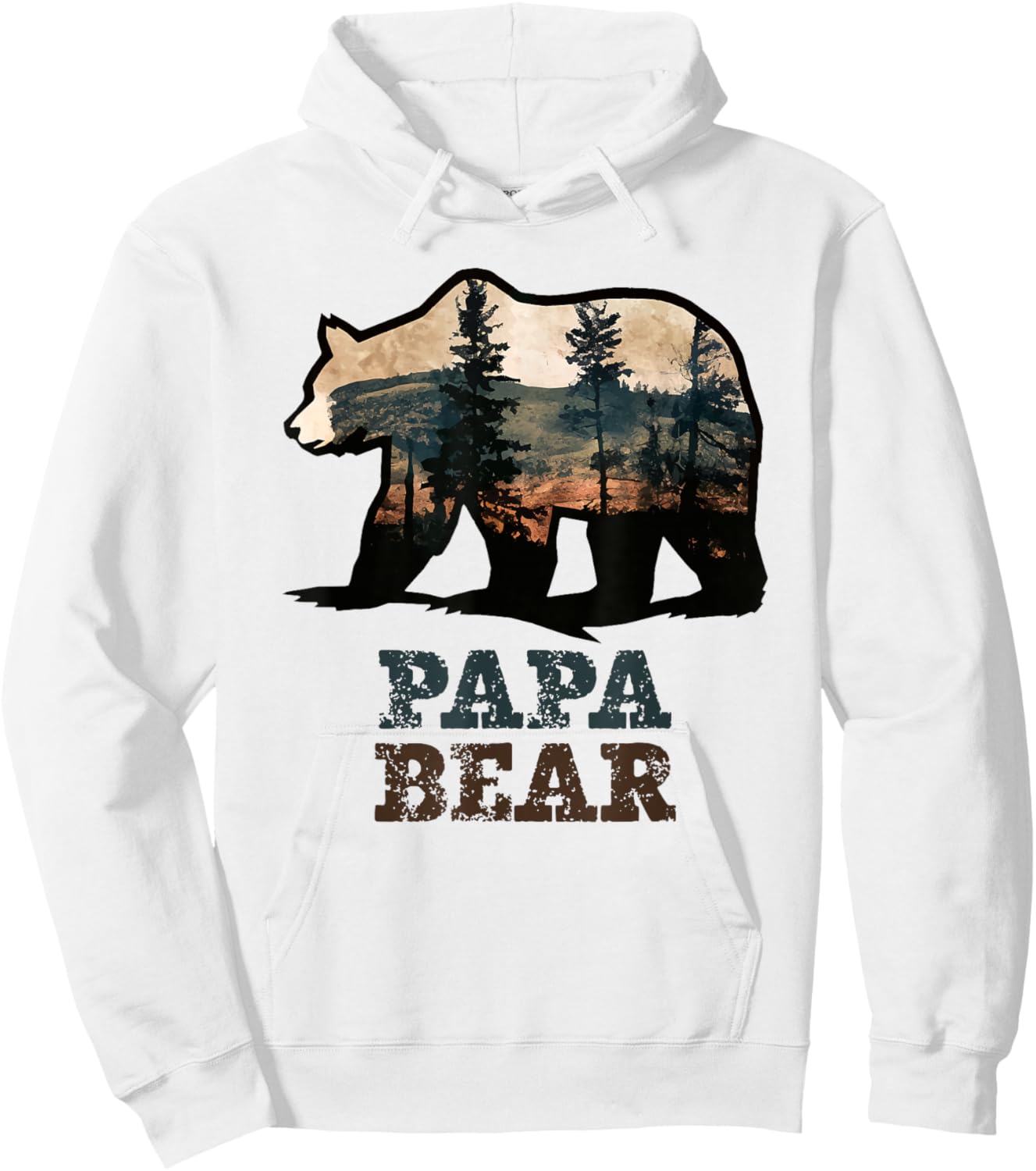 Papa Bear Vintage Retro Funny Hoodie - Hoodie | White