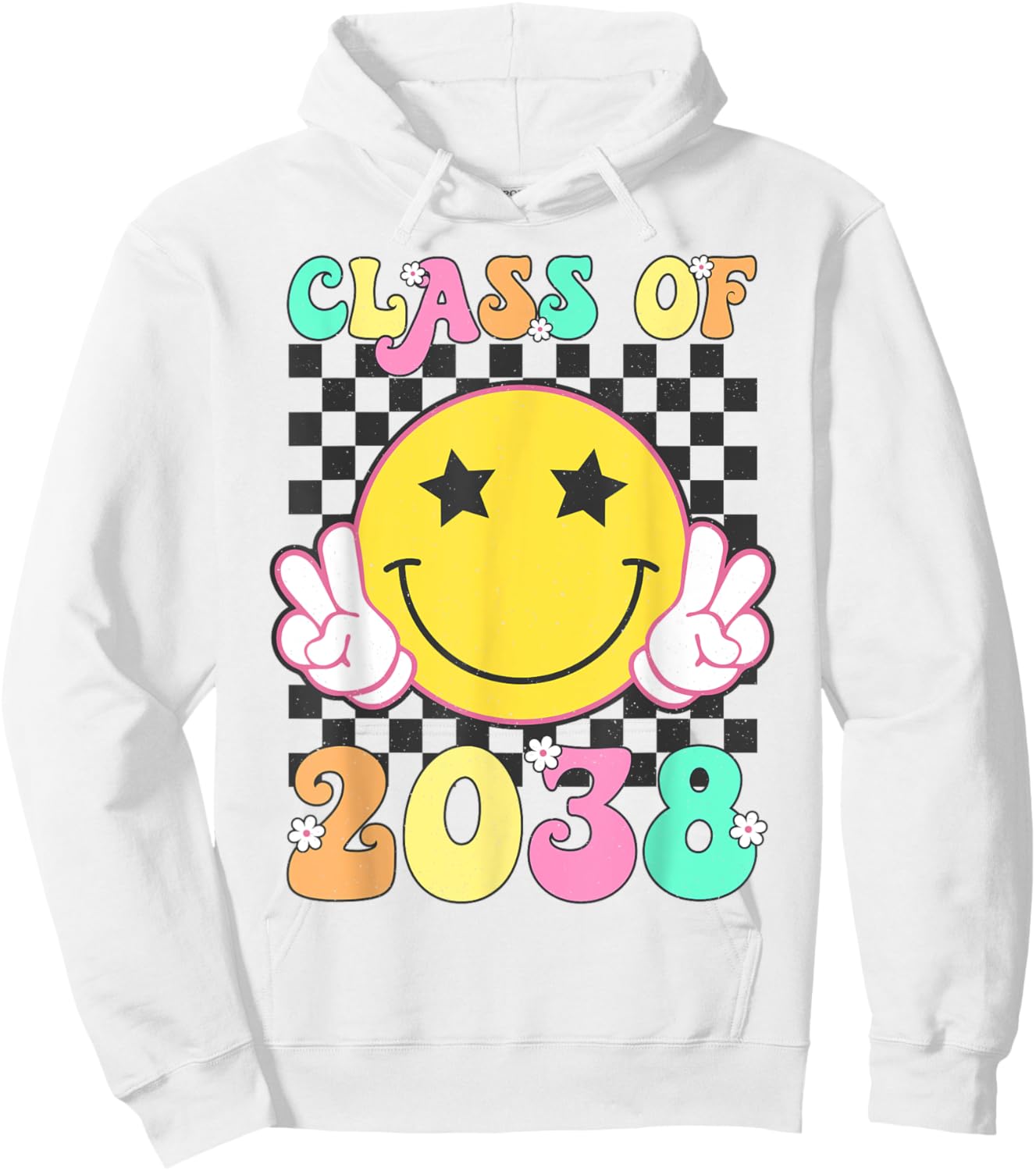Retro Class of 2038 Grow With Me Back to School Kindergarten Hoodie - Hoodie | White