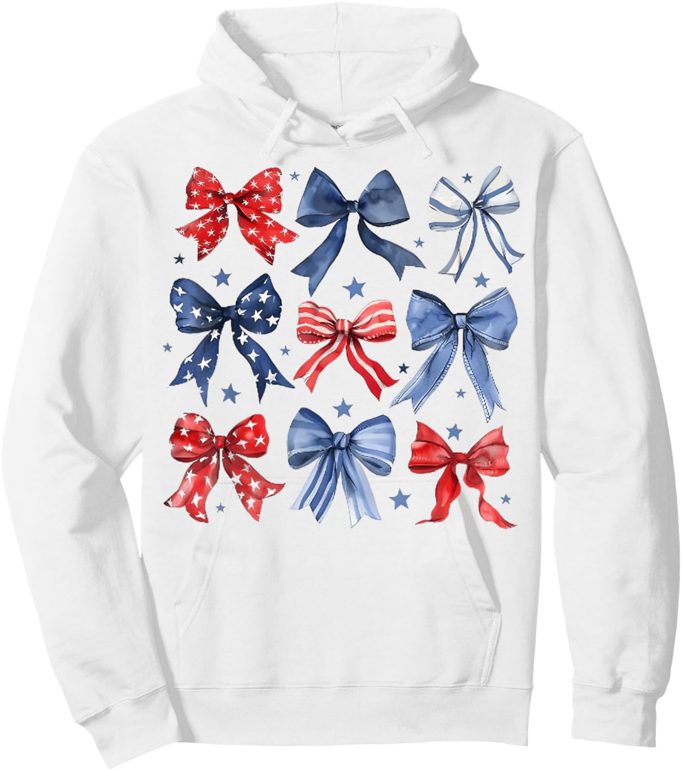 4th of July America Patriotic Bow Ribbon Hoodie - Hoodie | White