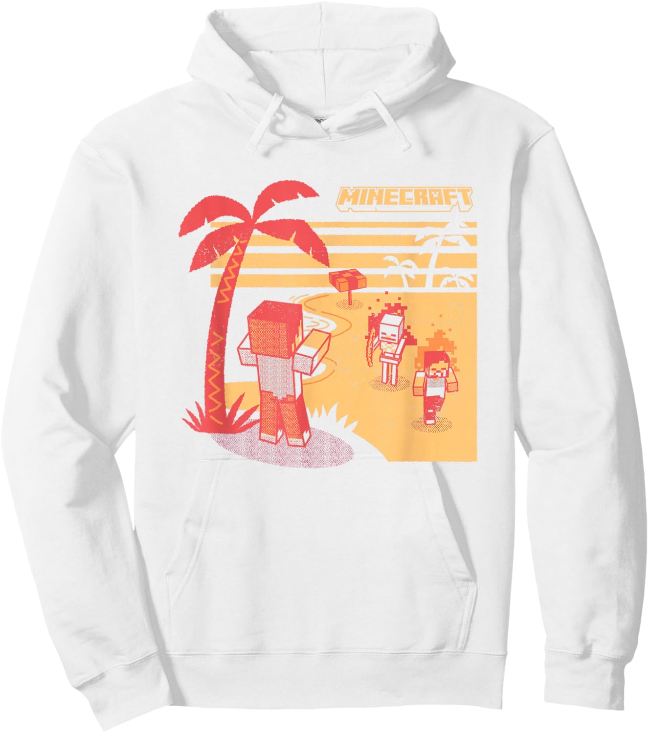 Minecraft Mobs Invading The Beach Retro Poster Hoodie - Hoodie | White