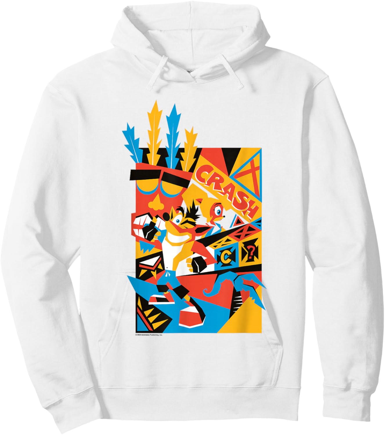 Crash Bandicoot Retro Nineties Crash Aku Aku Graffiti Badge Hoodie - Hoodie | White