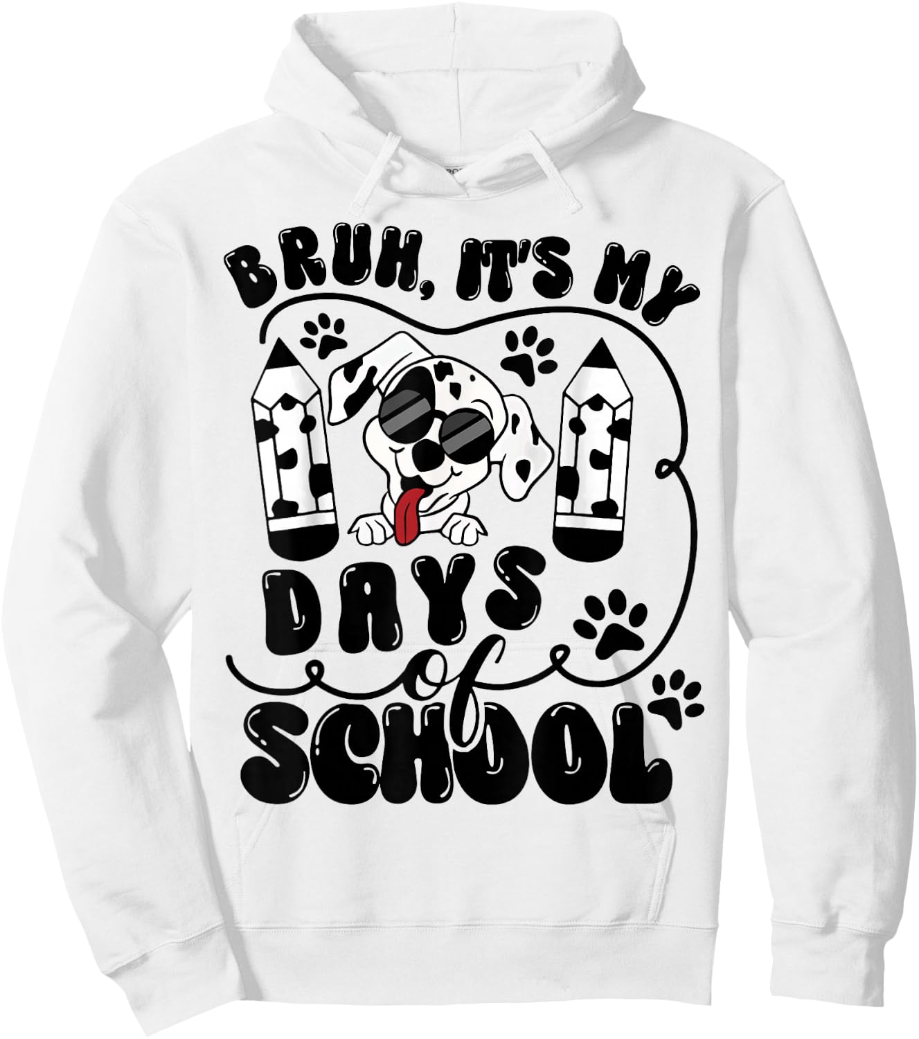 Bruh 100 Days Of School Dalmatian Dog Boys Kids 100th Day Hoodie - Hoodie | White