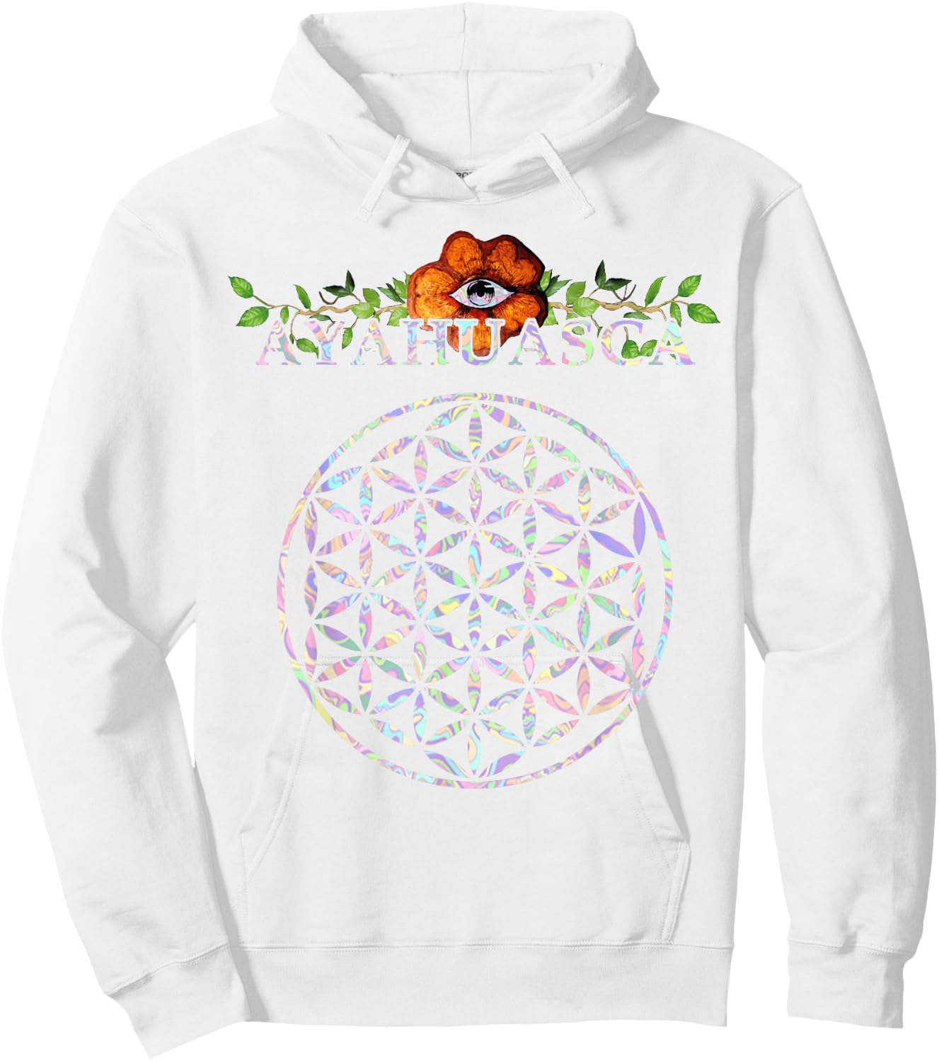 Ayahuasca Mandala Sacred Geometry Flower of Life DMT Shirt Hoodie - Hoodie | White