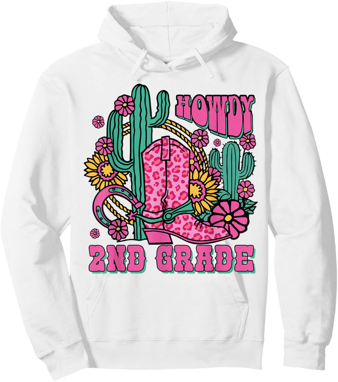 Howdy 2nd Grade Western Second Grade Teacher Cowboy Cowgirl Hoodie - Hoodie | White