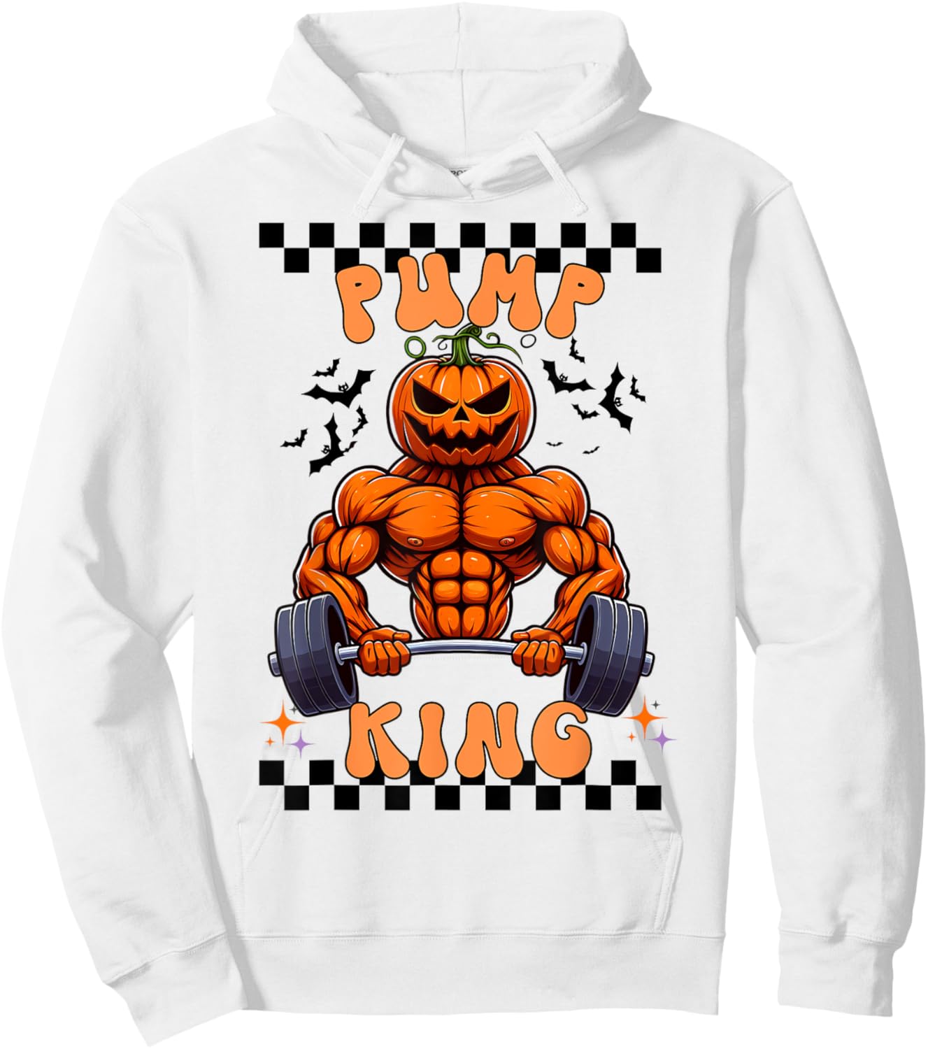 Funny Pump King Halloween Workout Lifting Pumpkin Gym Spooky Hoodie - Hoodie | White