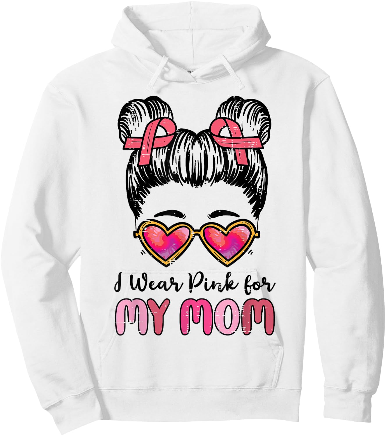 I Wear Pink For My Mom Breast Cancer Awareness Girls Kids Hoodie - Hoodie | White