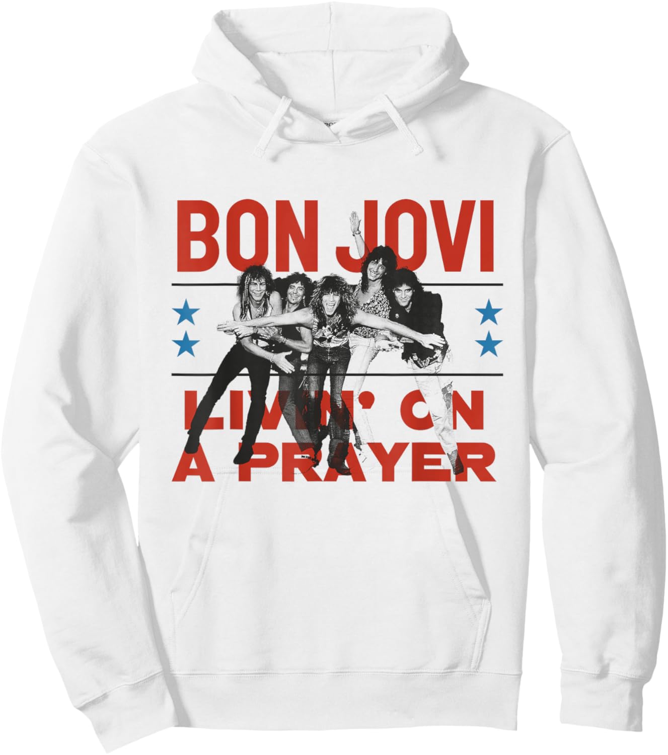 Official Bon Jovi Livin' On A Prayer Hoodie - Hoodie | White