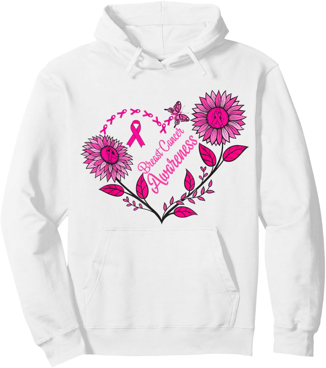 Sunflower Breast Cancer Shirts Pink RibbonMen Women Hoodie - Hoodie | White