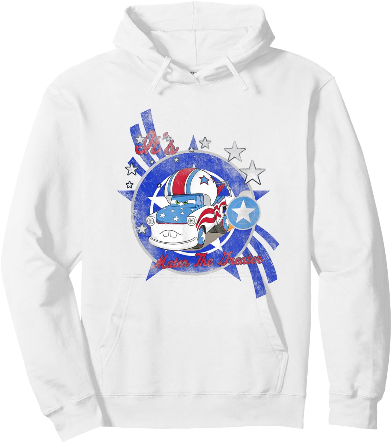 Disney Pixar Cars It's Mater The Greater Stuntman Distressed Hoodie - Hoodie | White