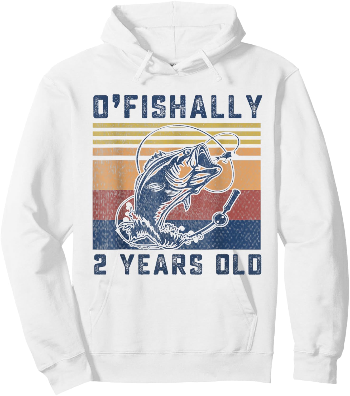 Ofishally 2 Year Old Shirt 2nd Birthday Fishing US Flag Hoodie - Hoodie | White