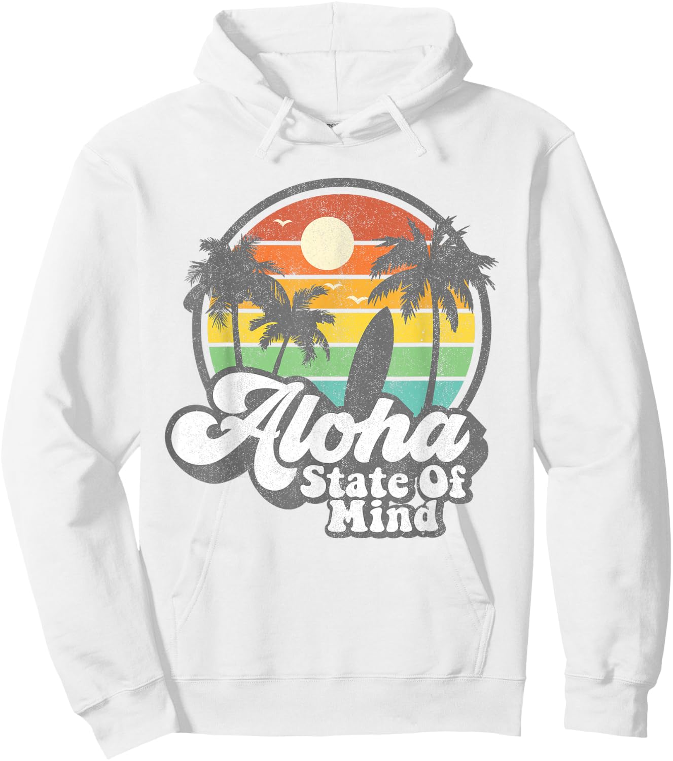 Vintage Hawaii Aloha State Hawaiian Beach Surfing Surf Gift Hoodie - Hoodie | White