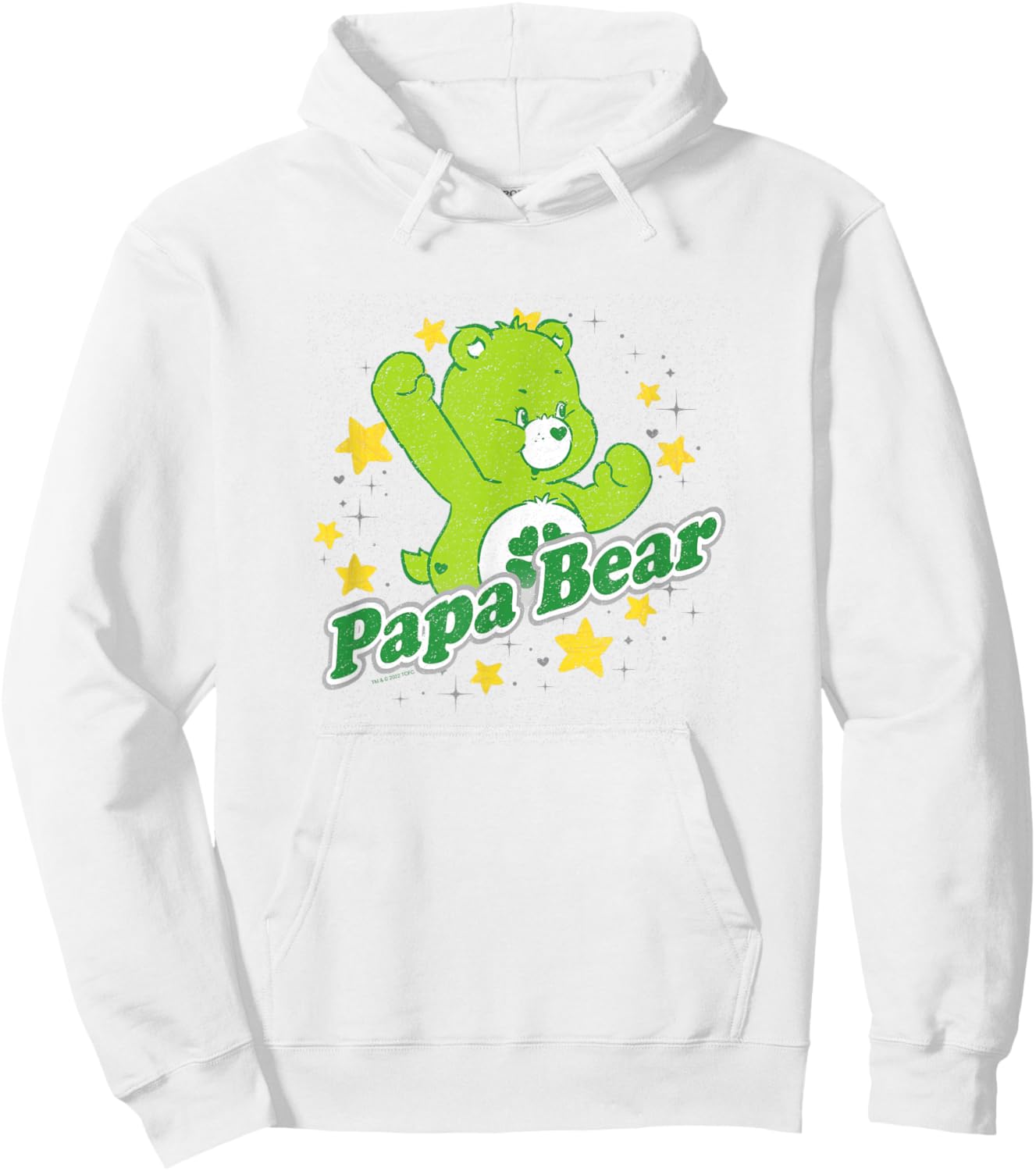 Care Bears Papa Bear Good Luck Bear Vintage Stars Logo Hoodie - Hoodie | White