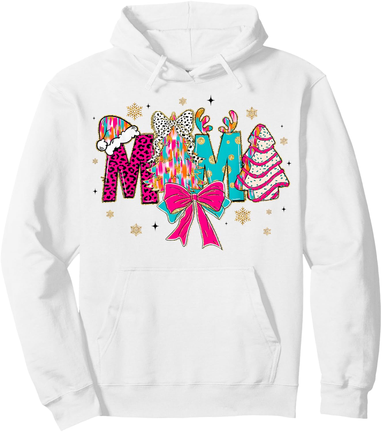 Colorful Coquette Christmas Mama Xmas Tree Cake for Mom Mama Hoodie - Hoodie | White