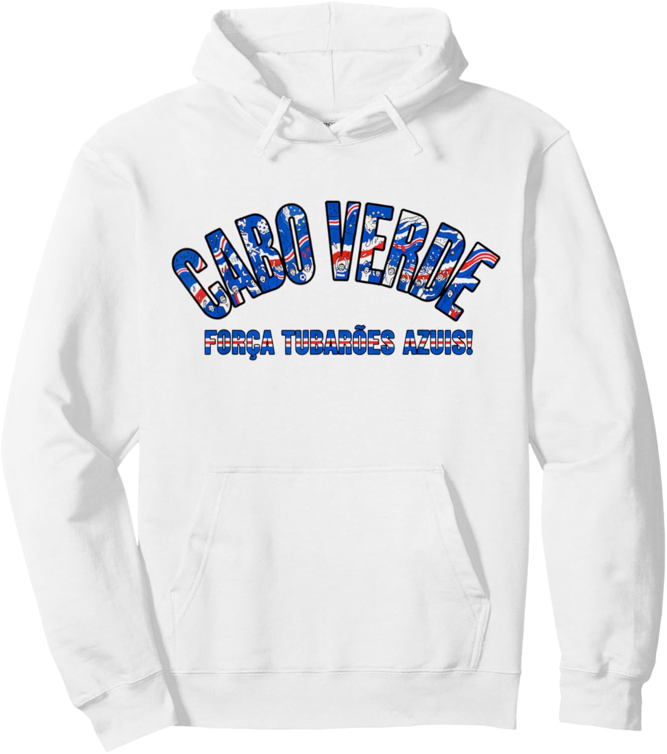 Soccer Fan Shirt 2026 Cabo Verde Forca Tubaroes Azuis Hoodie - Hoodie | White