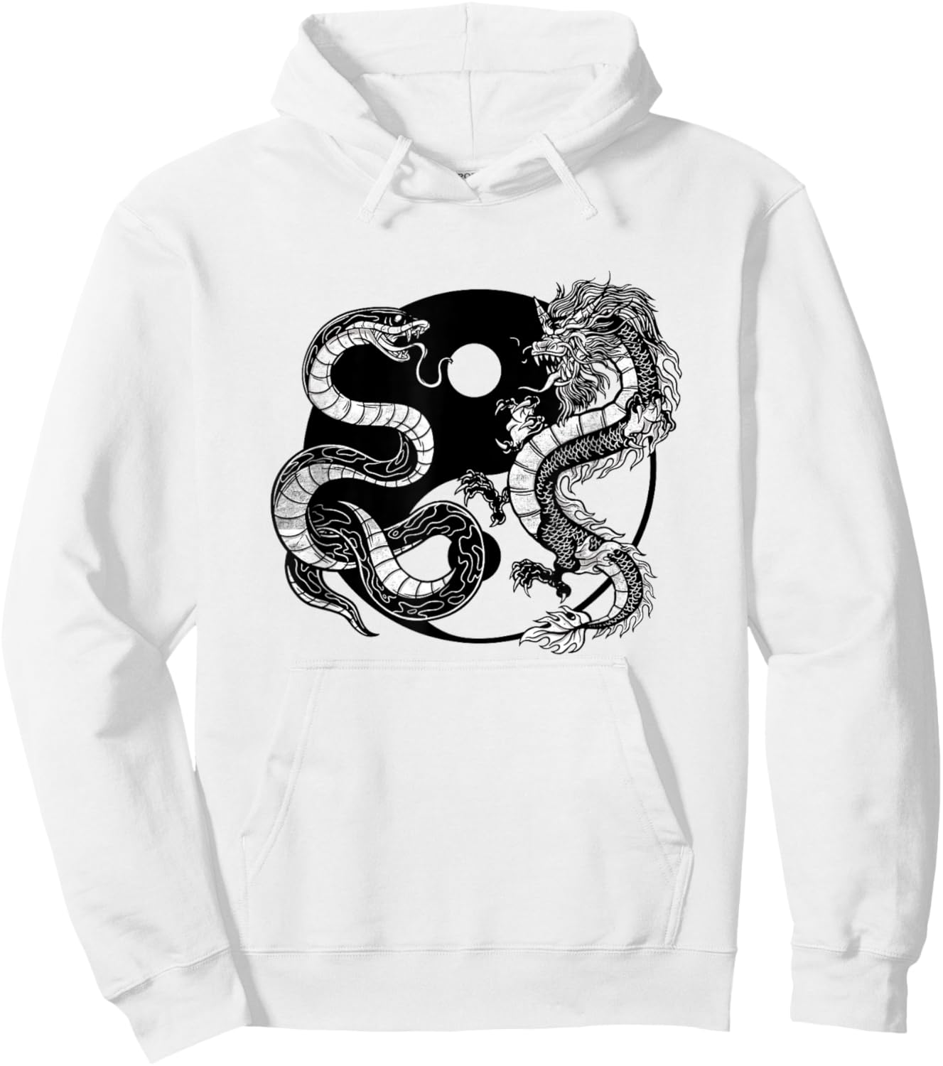 Yin And Yang Snake And Dragon Vintage Hoodie - Hoodie | White