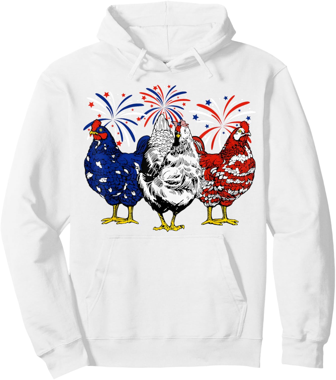 Chicken USA Flag Patriotic Chicken Lover 4th of July Men Hoodie - Hoodie | White