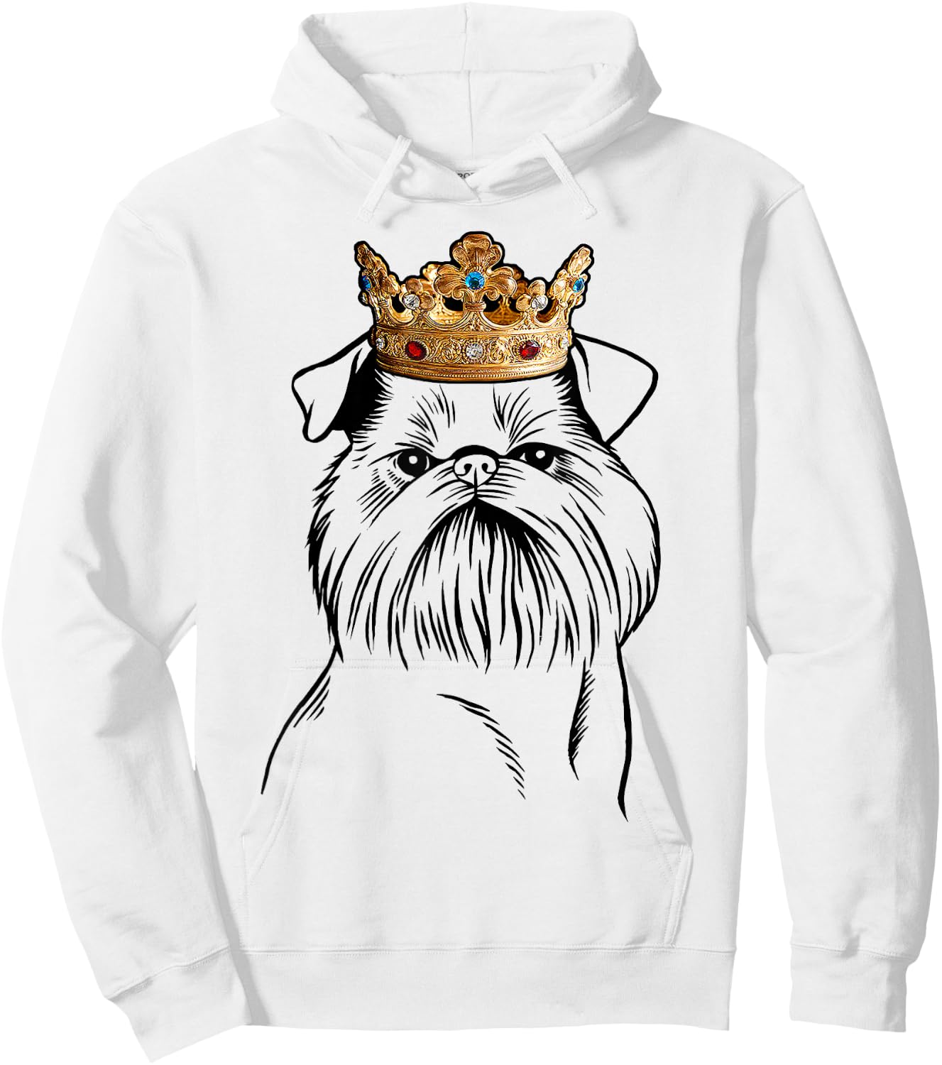 Brussels Griffon Dog Wearing Crown Hoodie - Hoodie | White