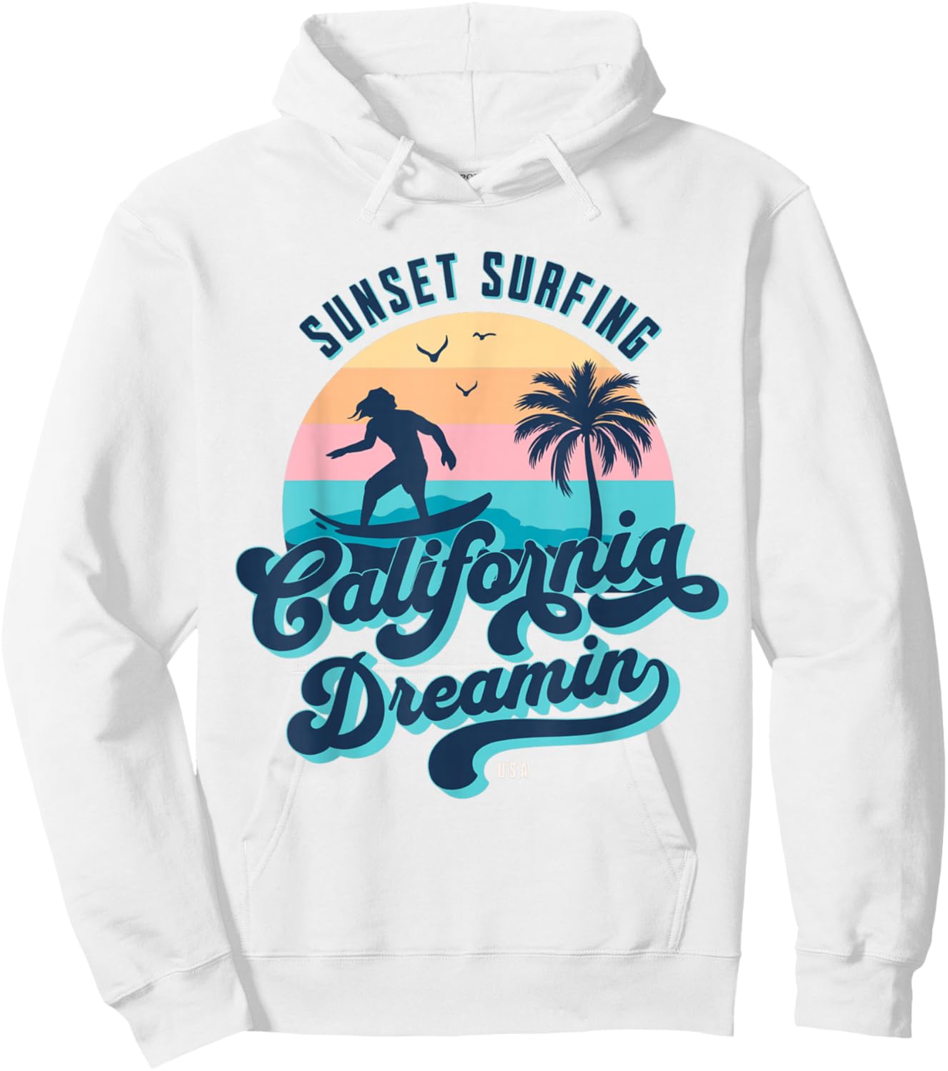 Sunset Surfing California Dreamin USA Surfer Hoodie - Hoodie | White