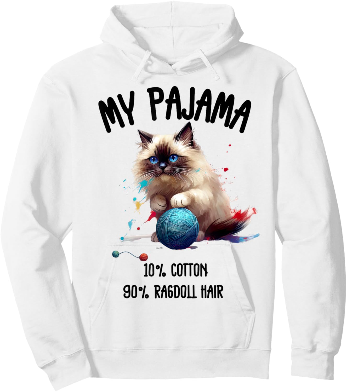 Pajama Ragdoll Cat Perfect for Cat Lovers! Women Kids Hoodie - Hoodie | White