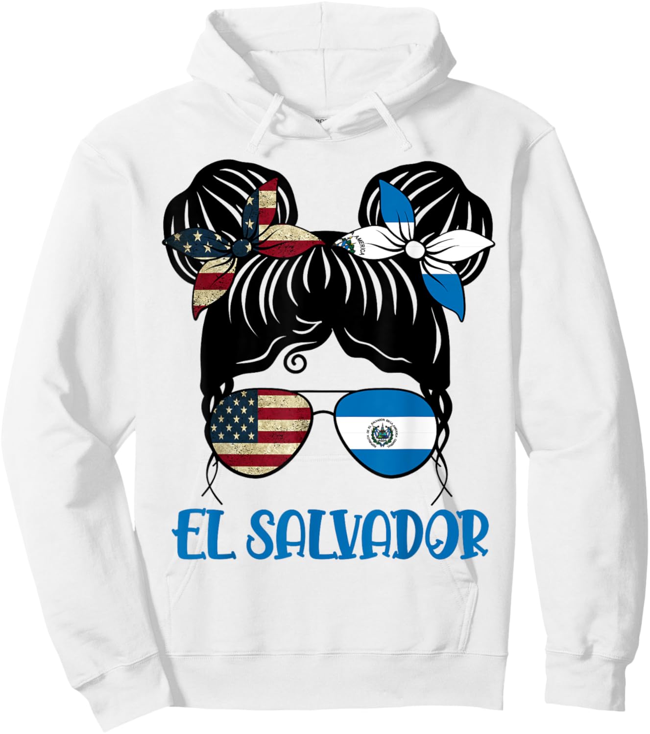 Half American Half Salvadorian Girl USA El Salvador Flag kid Hoodie - Hoodie | White