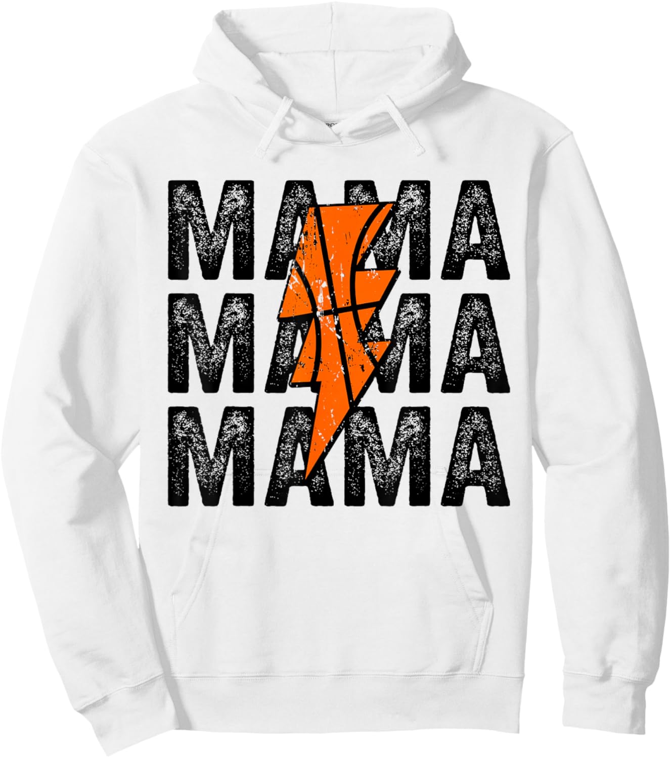 Basketball Mama Distressed Lightning Bolt Mom Hoodie - Hoodie | White