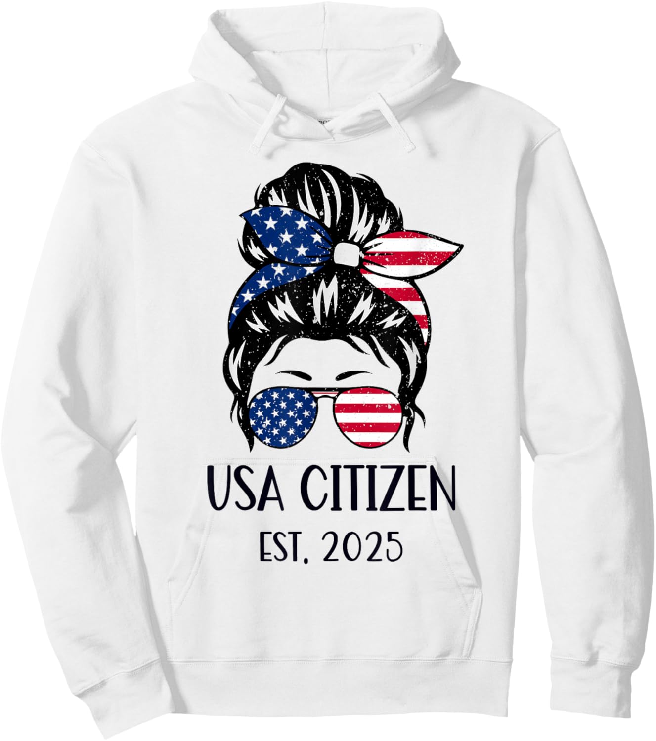 US Citizen Est 2025 New Citizenship American USA Girl 2025 Hoodie - Hoodie | White