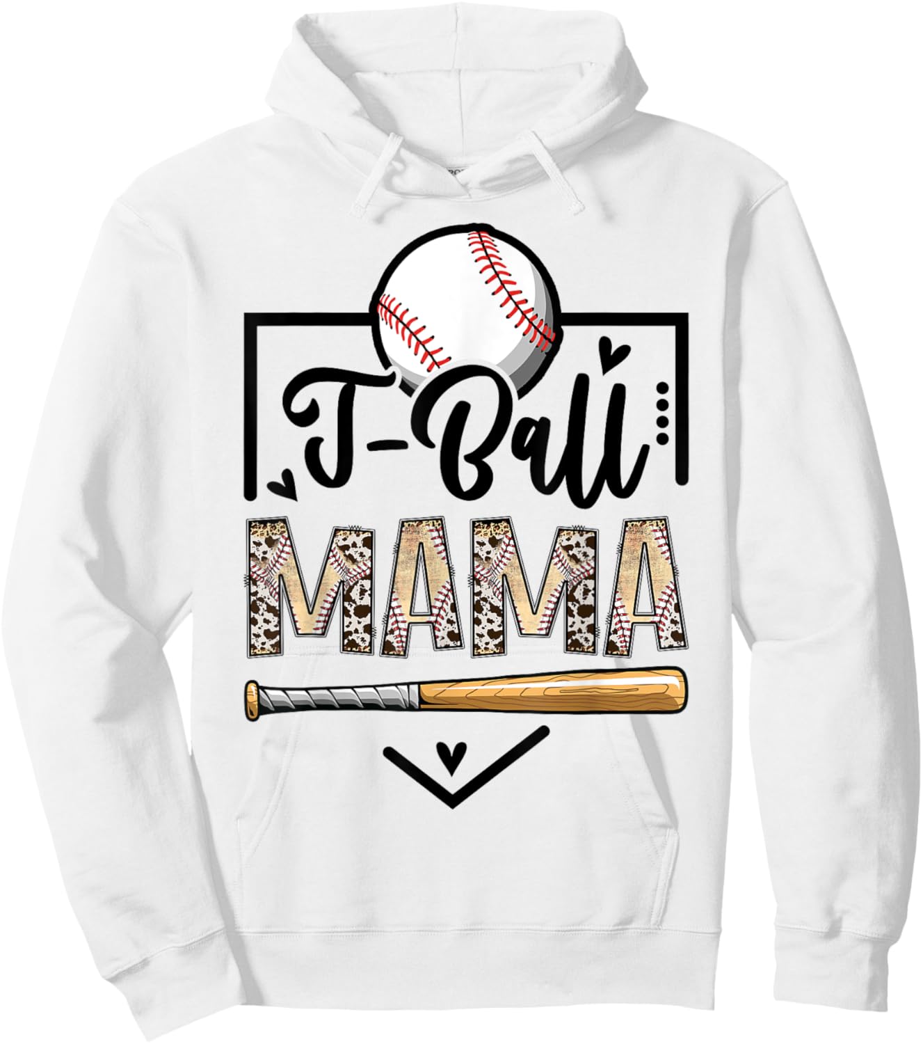 T-Ball Mama Leopard Funny Ball Game Day Hoodie - Hoodie | White