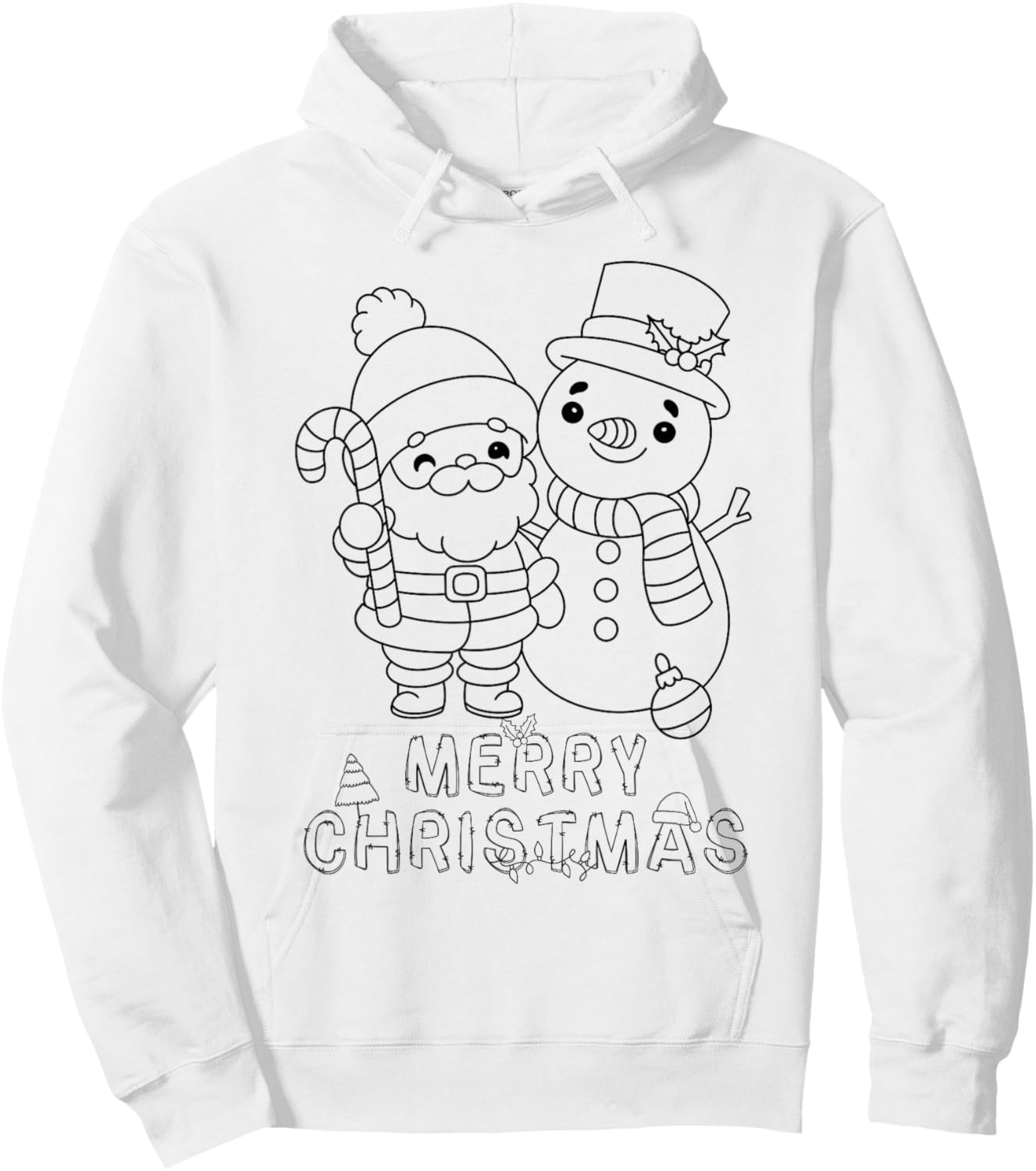 Merry Christmas Santa Claus Snowman XMAS DIY Kids Coloring Hoodie - Hoodie | White