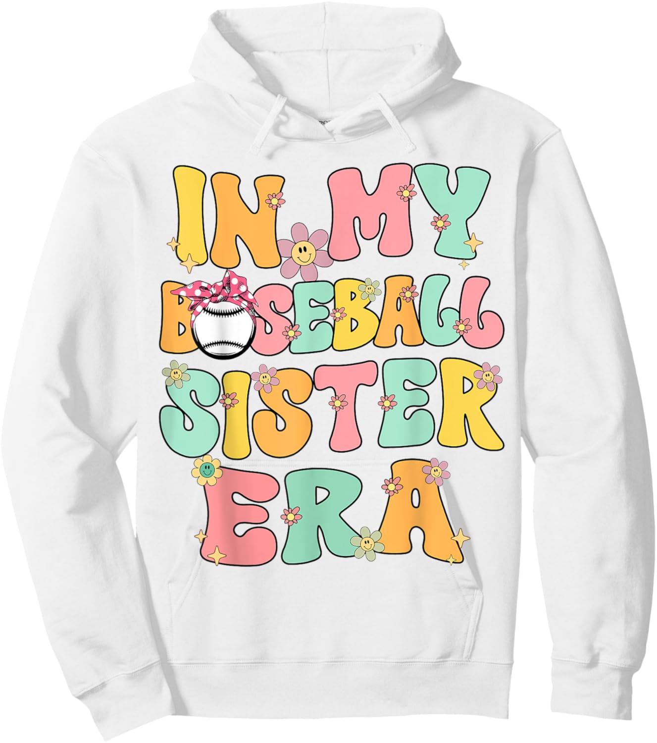 In My Baseball Sister Era Groovy Retro Proud Baseball Sister Hoodie - Hoodie | White