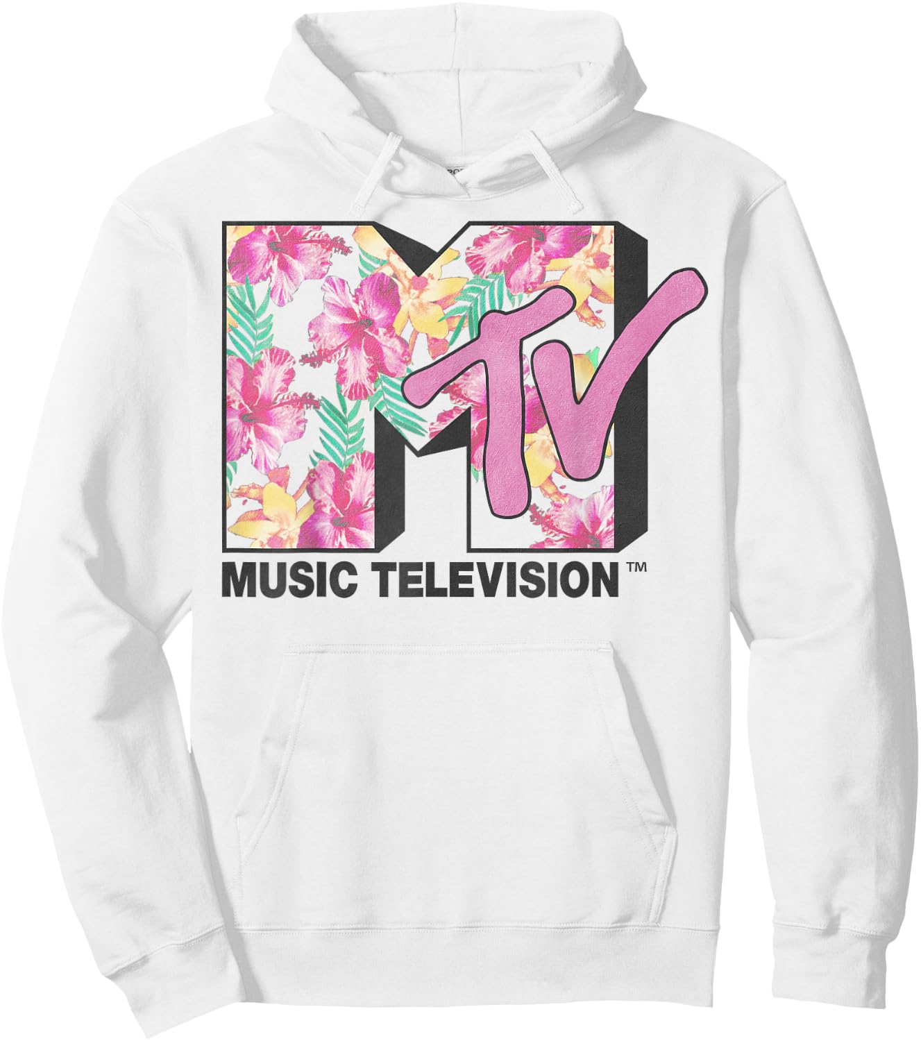 MTV Aloha Flower Logo Graphic Hoodie - Hoodie | White