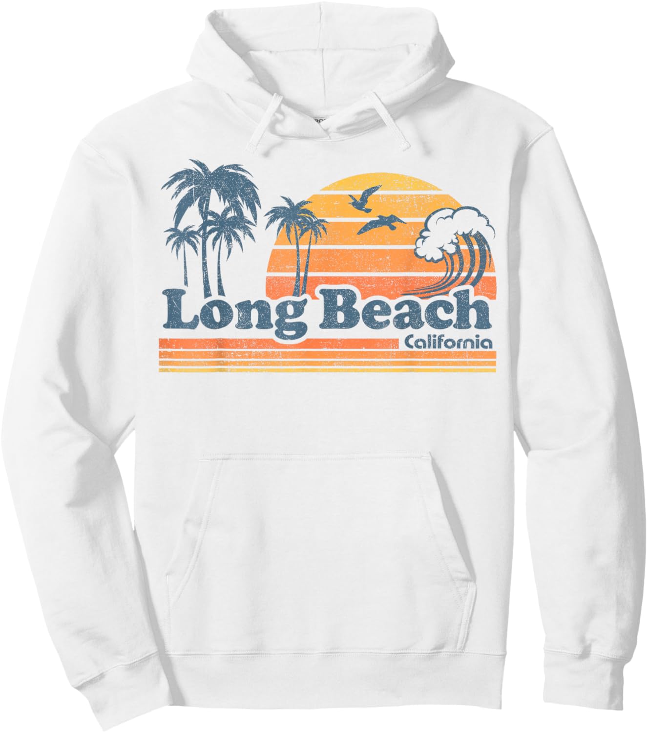 Long Beach California Vacation Cute Vintage Cali 70s Retro Hoodie - Hoodie | White