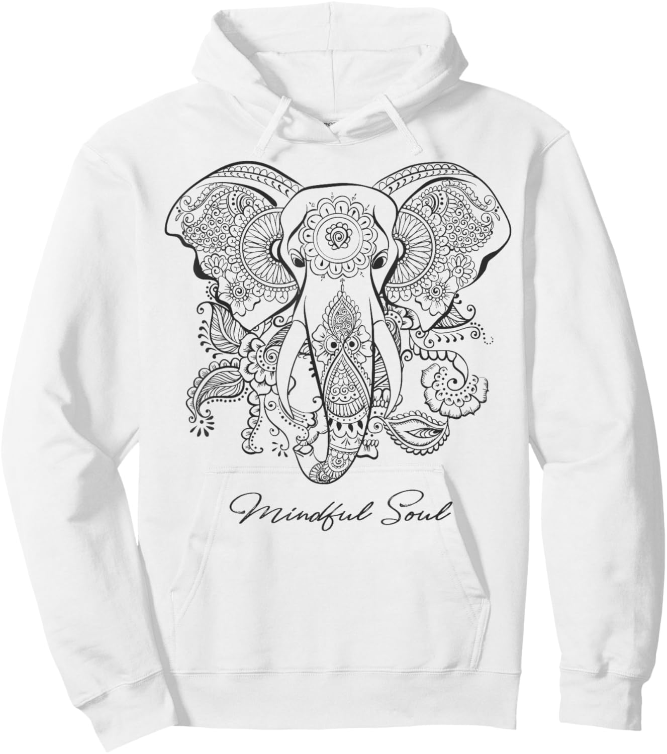 Mindfulness Saying Mandala Elephant Yoga Mindful Soul Hoodie - Hoodie | White