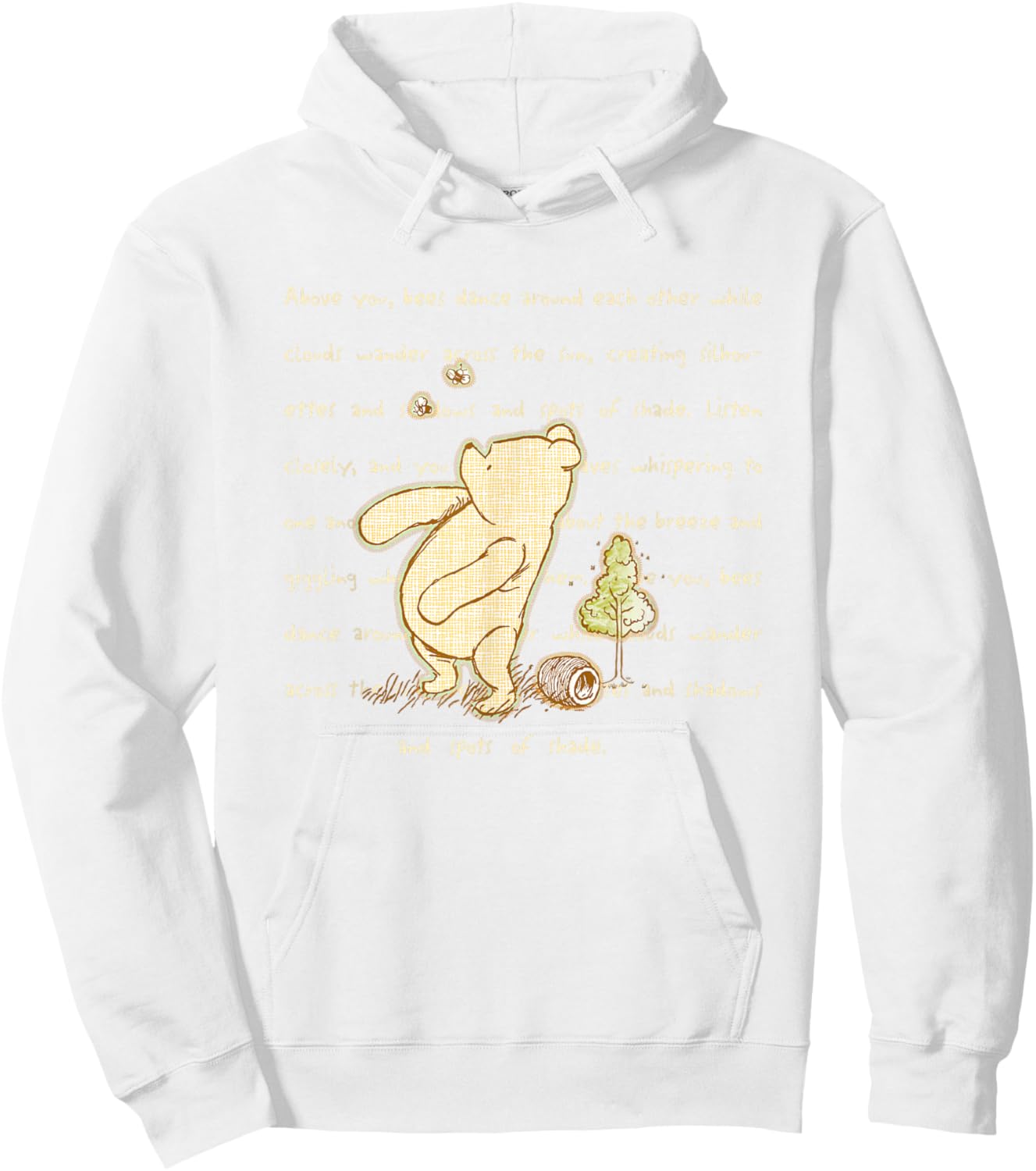 Disney Winnie the Pooh And Bees Quote Cute Big Chest Logo Hoodie - Hoodie | White