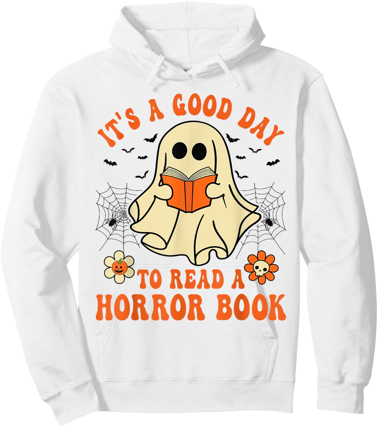 It's A Good Day To Read A Horror Book Lovers Halloween Ghost Hoodie - Hoodie | White