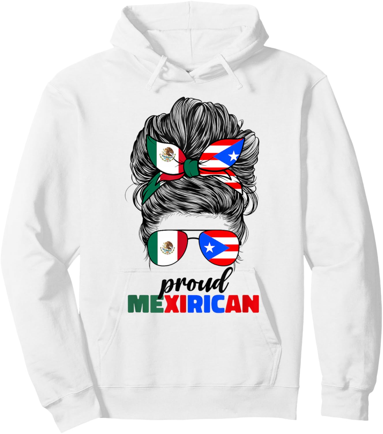 Half Mexican And Puerto Rican Rico Flag Mexirican Girl Women Hoodie - Hoodie | White
