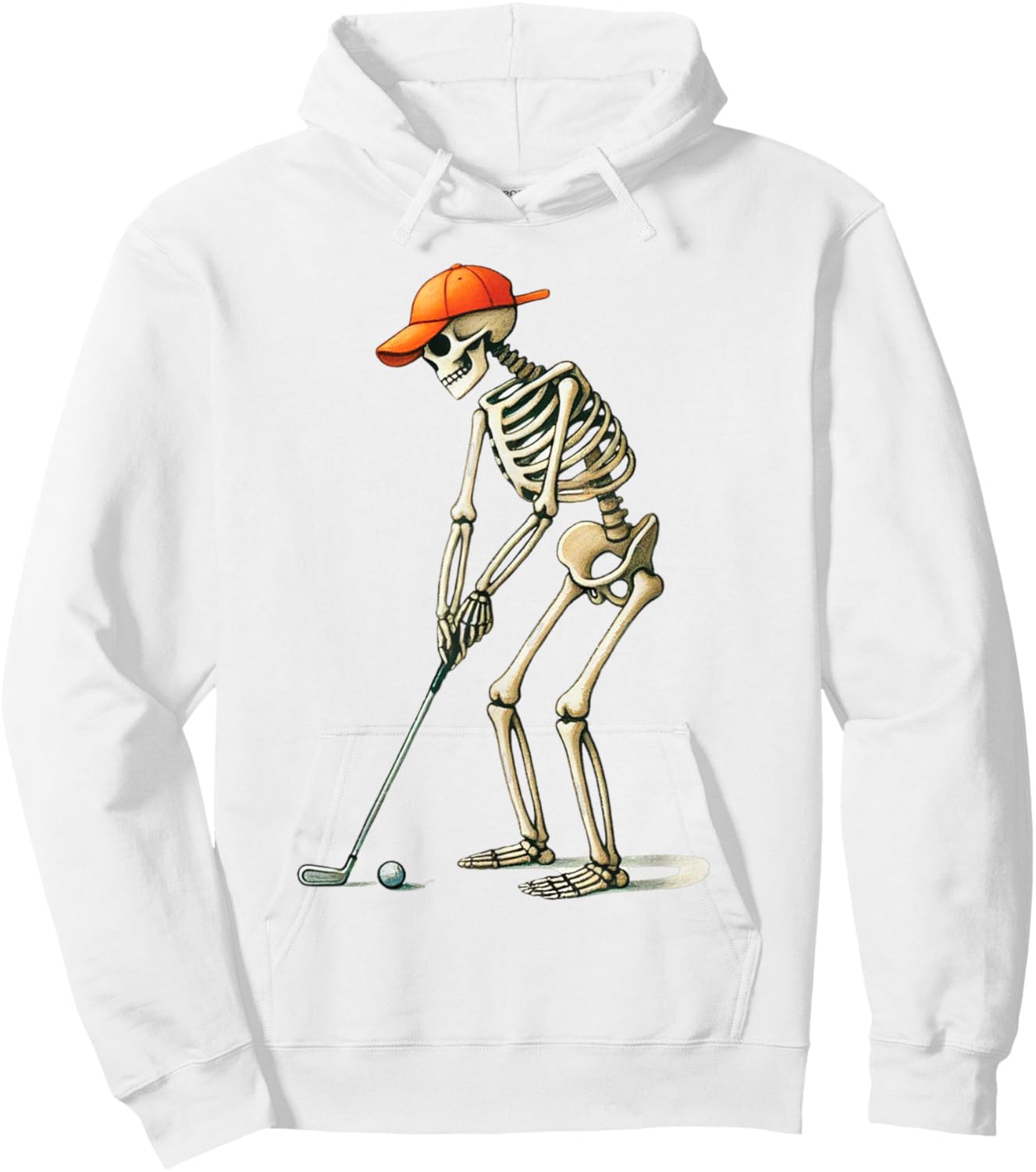 Skeleton Golf Halloween Golfer Golf Player Funny Men Dad Hoodie - Hoodie | White